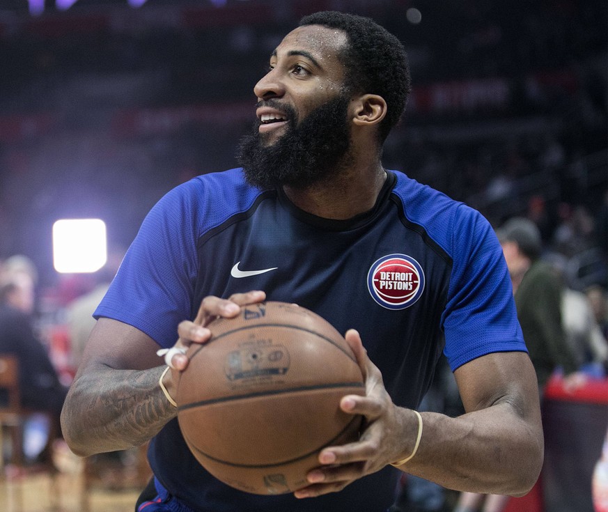 January 12, 2019 - Los Angeles, California, U.S - Andre Drummond 0 of the Detroit Pistons during during warm ups prior to their NBA Basketball Herren USA game with the Los Angeles Clippers on Saturday ...
