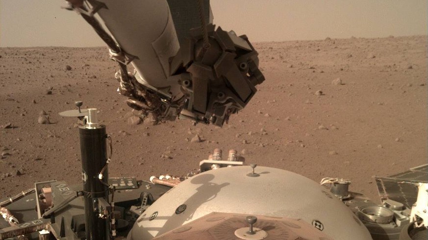 December 5, 2018 - Mars Surface - NASA s InSight Mars lander acquired this image using its robotic arm-mounted, Instrument Deployment Camera (IDC). This image was acquired on December 5, 2018, Sol 8 w ...