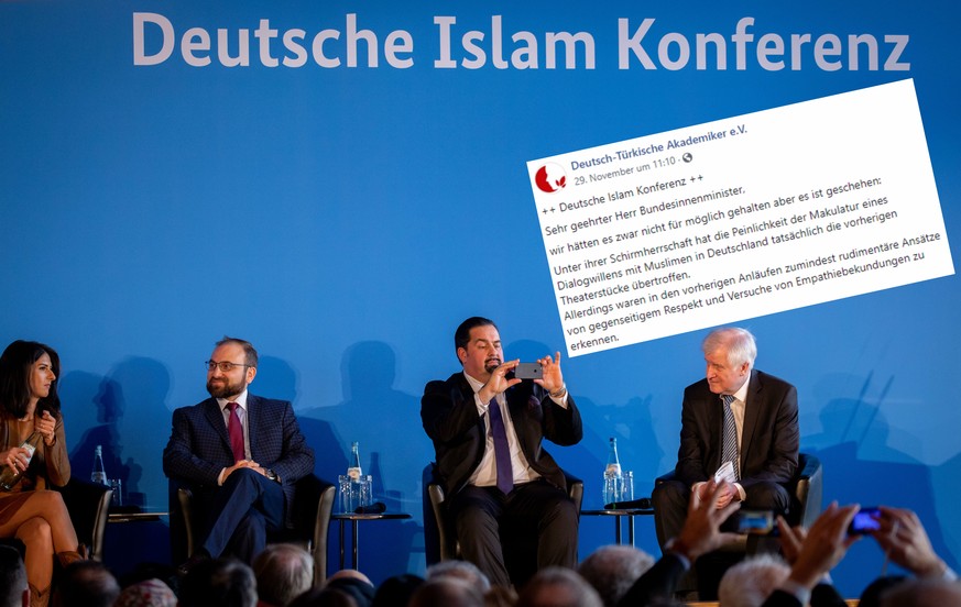 Serap Güler (links) neben Bülent Acar, Aiman Mazyek und Horst Seehofer auf der Deutschen Islamkonferenz&nbsp;