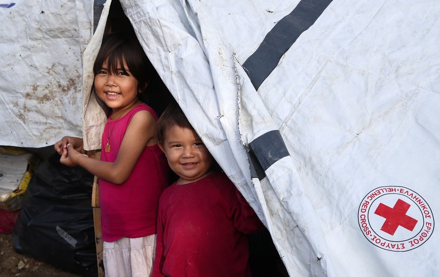 Kinder im Flüchtlingslager Moria auf Lesbos.