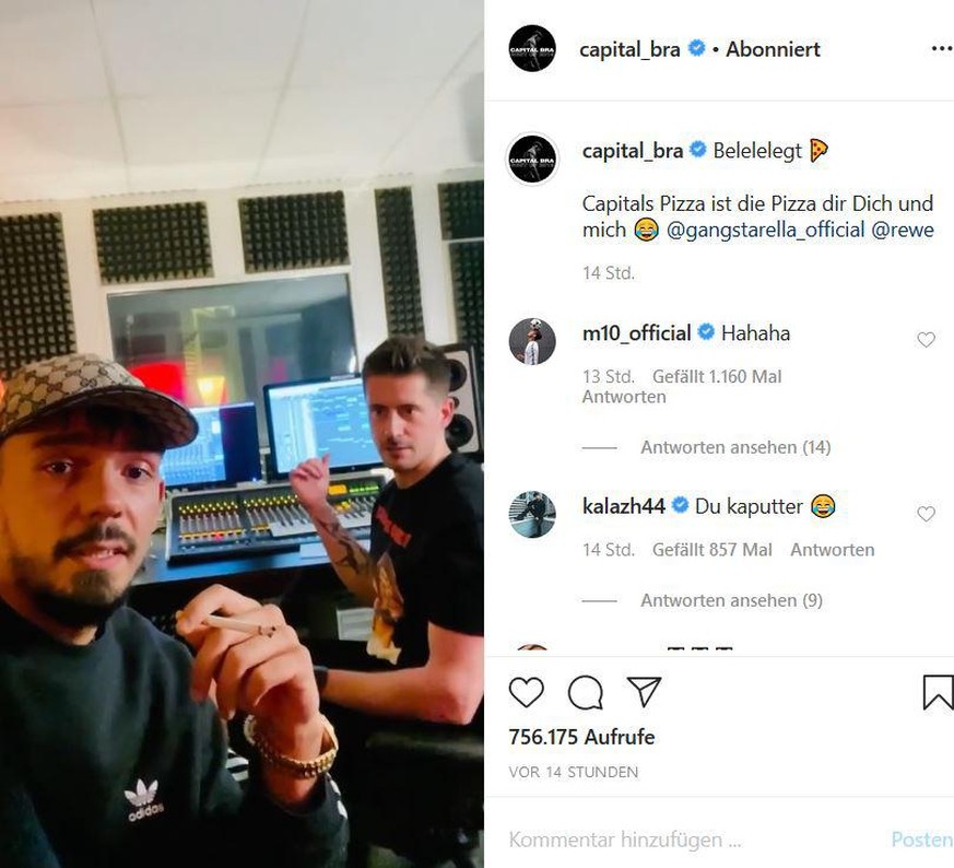 Capital Bra mit seinem Produzenten Vincent Stein im Studio.