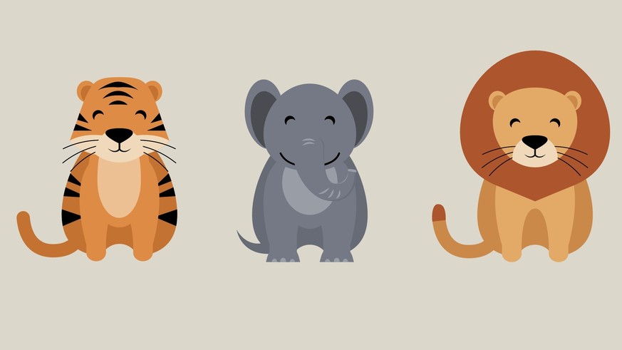 Die drei beliebtesten: Tiger, Löwe, Elefant