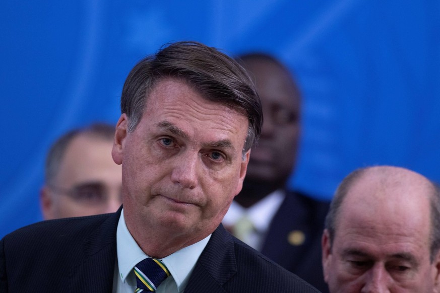 The president of Brazil Jair Bolsonaro offers a press conference in Brasilia, Brazil, 24 April 2020. Bolsonaro disqualified his now ex-Minister of Justice Sergio Moro and denied having tried to interf ...