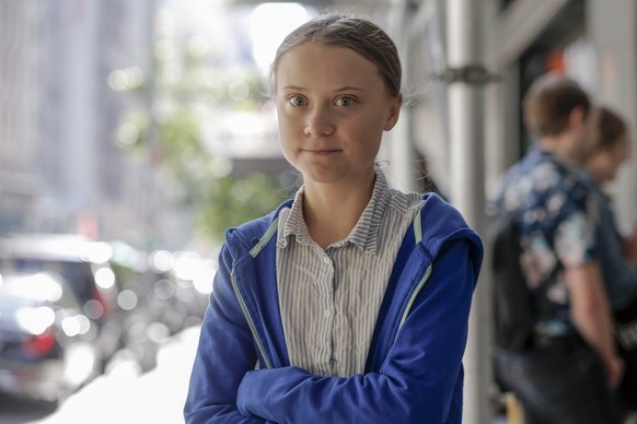 Nueva York 25 de septiembre 2019 La activista sueca Greta Thunberg despues de el evento Blue Leaders, camina por las calles de Nueva York y Central park. Javier Torres/Aton Chile, Nueva York Estados U ...