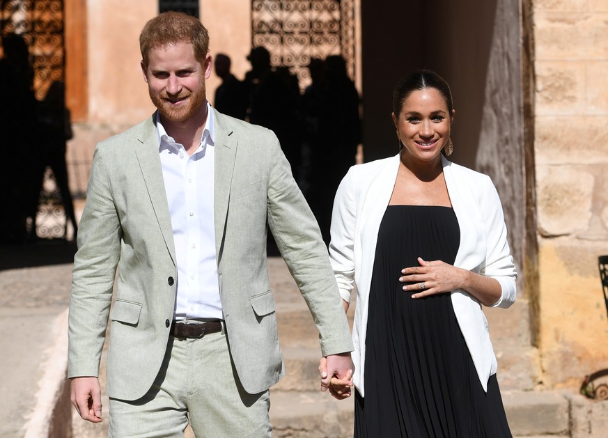 FILE PHOTO: Britain&#039;s Meghan, Duchess of Sussex and Prince Harry the Duke of Sussex visit the Andalusian Gardens in Rabat, Morocco February 25, 2019. Facundo Arrizabalaga/Pool via REUTERS/File Ph ...