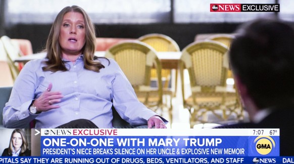 July 15, 2020 - New York, New York, U.S. - A screen grab from the Good Morning America interview with MARY TRUMP about her book, Too Much and Never Enough. In it, she describes a toxic set of family d ...