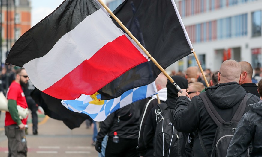 Teilnehmer einer Demonstration von Rechtsextremen in Chemnitz, Mai 2018
