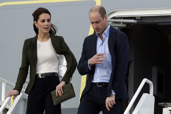 Britain&#039;s Prince William and his wife Kate, the Duchess of Cambridge, arrive at the Akrotiri Royal Air Force base, near the south coastal city of Limassol, Cyprus, Wednesday, Dec. 5, 2018. The RA ...