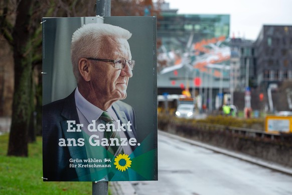 Landtagswahl Baden-Württemberg 2021 Immer mehr Parteien hängen ihre Wahlplakate zu den Landtagswahlen in Baden-Württemberg 2021 in der Stuttgarter Innenstadt auf. Darunter sind auch die Spitzenkandida ...