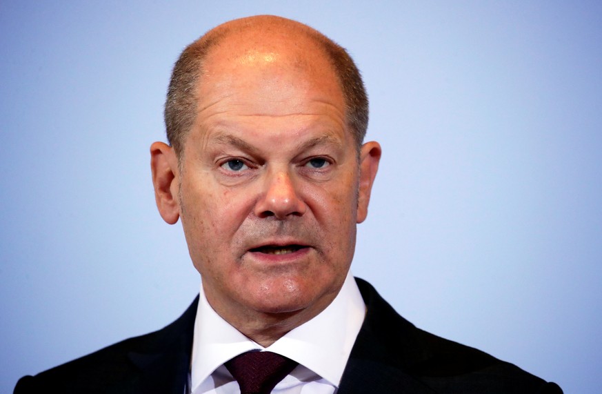 German Finance Minister Olaf Scholz attends a joint news conference with Justice Minister Christine Lambrecht in Berlin, Germany, October 7, 2020. REUTERS/Hannibal Hanschke