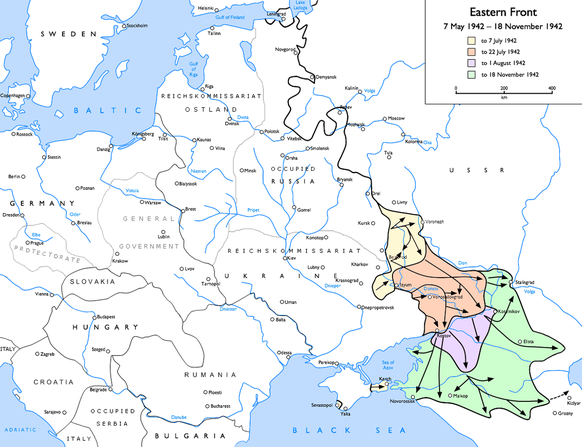Fall Blau: Bis Mitte November 1942 stiess die Wehrmacht bis an die Wolga und zum Kaukasus vor.