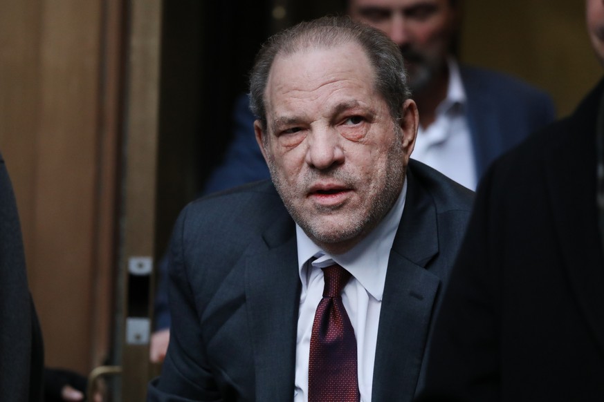 NEW YORK, NEW YORK - FEBRUARY 20: Harvey Weinstein exits a Manhattan court house as a jury continues with deliberations in his trial on February 20, 2020 in New York City. Weinstein, a movie producer  ...