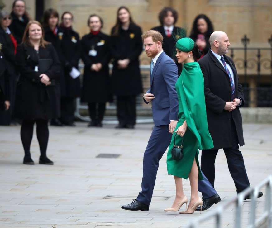 Prince Harry The Duke of Sussex, and Meghan Markle The Duchess of Sussex. The Commonwealth Service at Westminster Abbey today, attended by Queen Elizabeth II, Prince Charles The Prince of Wales, Camil ...