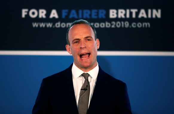 Britain&#039;s former Brexit Minister Dominic Raab speaks at the launch of his campaign for the Conservative Party leadership, in London, Britain June 10, 2019. REUTERS/Hannah McKay