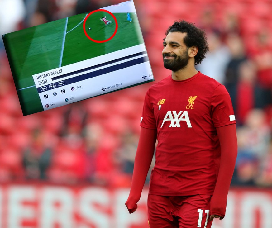 9th August 2019, Anfield, Liverpool, England; Premier League Football, Liverpool versus Norwich; Mohammed Salah of Liverpool smiles as the teams warm up prior to the kick off - Strictly Editorial Use  ...