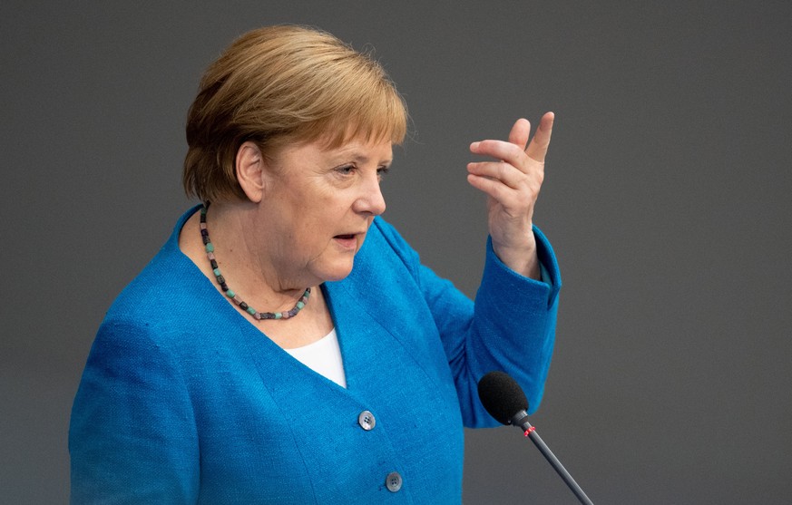 23.06.2021, Berlin: Bundeskanzlerin Angela Merkel (CDU) stellt sich den Fragen der Abgeordneten im Bundestag. Es ist die letzte Regierungsbefragung in ihrer Amtszeit. Foto: Felix Schr