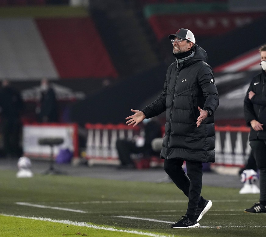 Jurgen Klopp manager of Liverpool during the Premier League match at Bramall Lane, Sheffield. Picture date: 28th February 2021. Picture credit should read: Andrew Yates/Sportimage PUBLICATIONxNOTxINxU ...