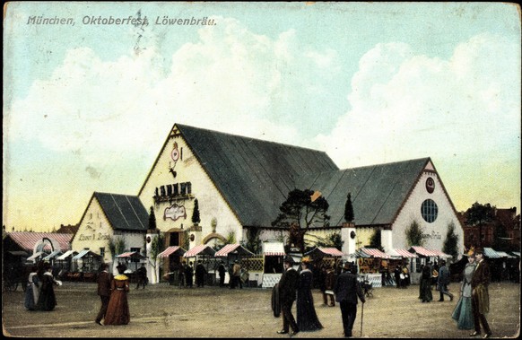 München, Löwenbräu, Leute beim Oktoberfest, Zieher 1907