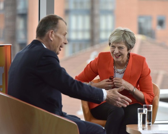 Britain&#039;s Prime Minister, Theresa May, appears on the BBC&#039;s Andrew Marr Show, in Birmingham, Britain September 30, 2018. Jeff Overs/BBC/Handout via REUTERS NO RESALES. NO ARCHIVES. ATTENTION ...