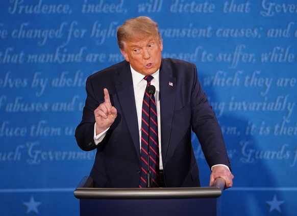 September 29, 2020, Cleveland, Ohio, USA: President DONALD TRUMP speaks during the first of three scheduled 90 minute presidential debates with Democratic presidential nominee Biden on Tuesday. Clevel ...
