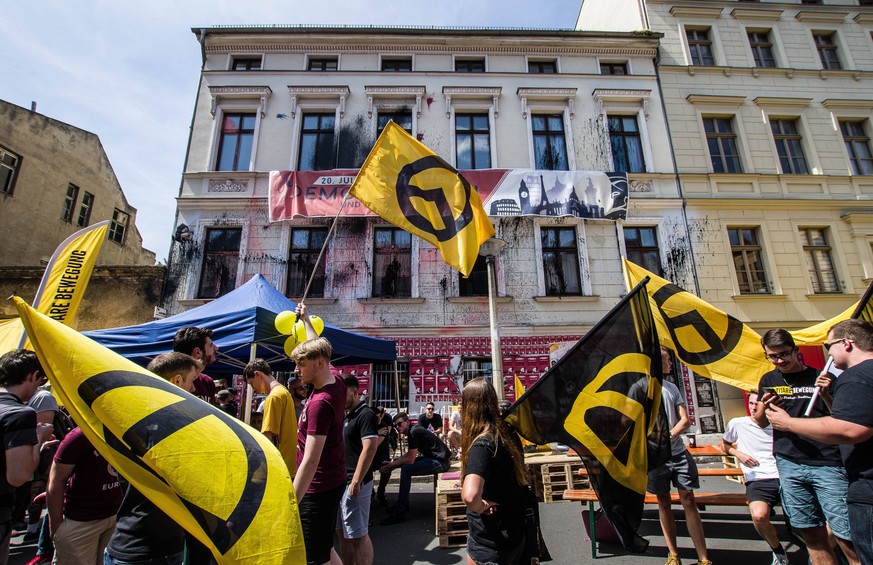 July 20, 2019 - Halle Saale, Sachsen Anhalt, Germany - The Identitaere Bewegung Haus in Halle an der Saale, Germany. Amid protests, the white supremacist, right extremist Identitaere Bewegung (Generat ...