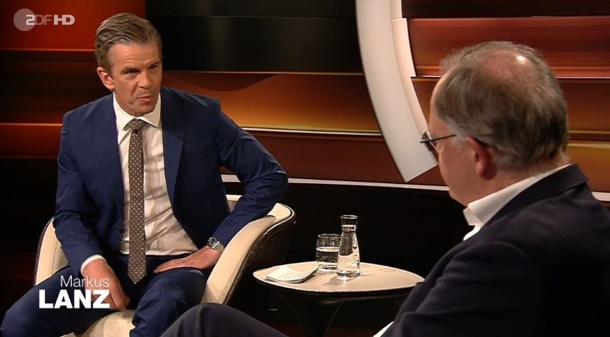 ZDF-Mann Markus Lanz mit seinem Gast, dem niedersächsischen Ministerpräsidenten Stephan Weil (SPD).