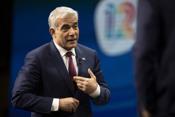 Israeli politician Yair Lapid, gestures as he speaks during a conference in Jerusalem March 7, 2021. Israel is holding its fourth election in two years after two deadlocked votes and a government that ...