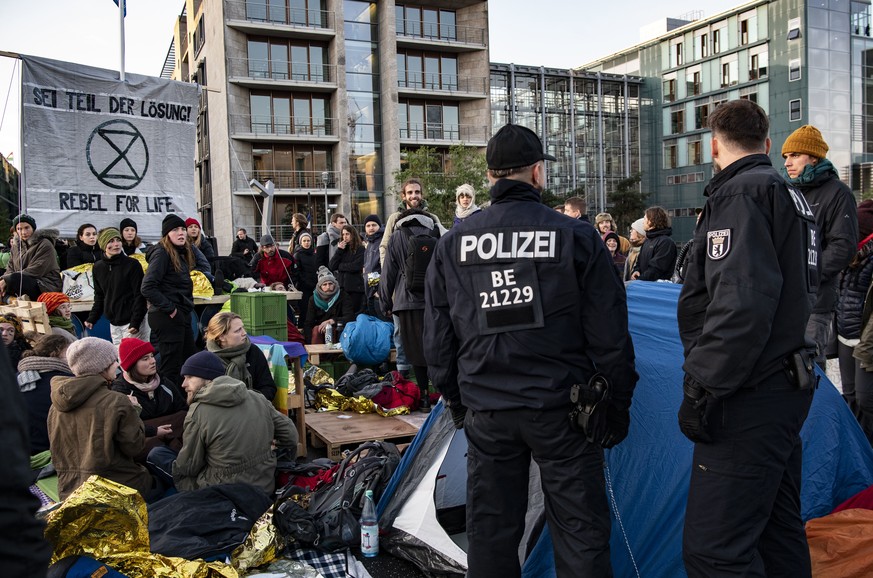 Demonstranten am Mittwochmorgen in Berlin.
