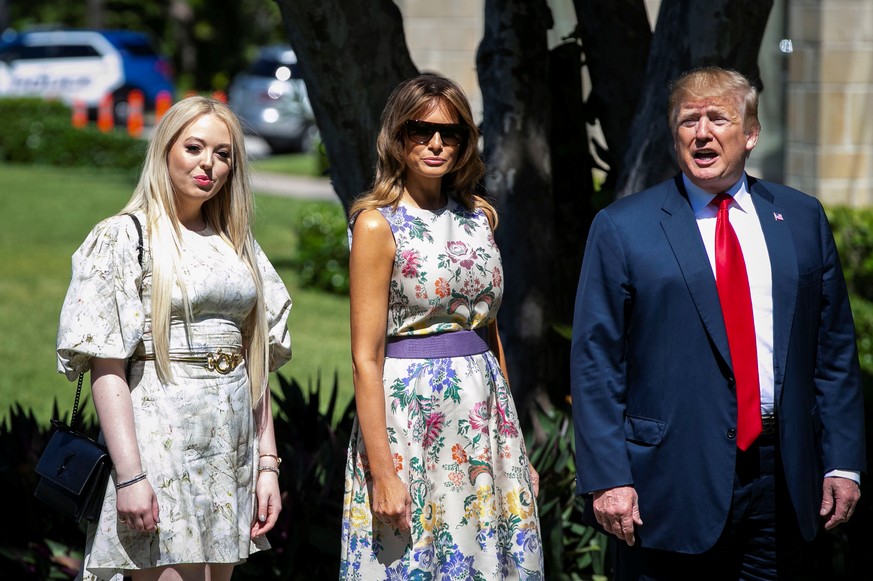 U.S. President Donald Trump arrives with first lady Melania Trump and Tiffany Trump for the Easter service at Bethesda-by-the-Sea Episcopal Church in Palm Beach, Florida, U.S., April 21, 2019. REUTERS ...