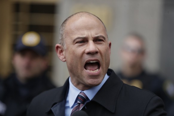 FILE - In this Dec. 12, 2018 file photo, Michael Avenatti, lawyer for porn star Stormy Daniels, speaks outside court Michael Cohen&#039;s sentencing in New York. Avenatti has agreed to give up financi ...
