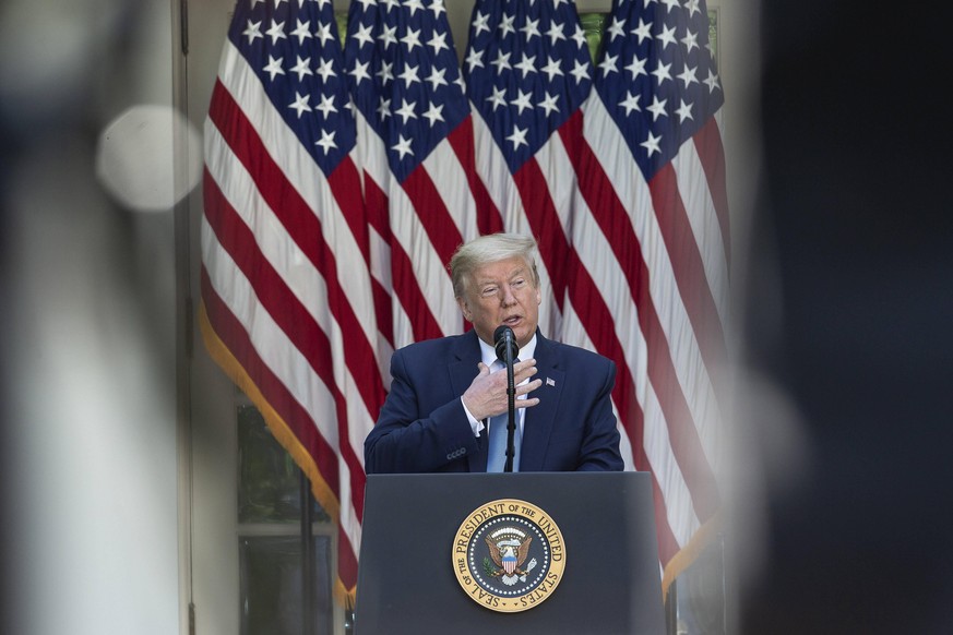 President Donald Trump delivers remarks during a Presidential Recognition Ceremony on Hard Work, Heroism, and Hope in the Rose Garden of the White House in Washington D.C., U.S. on Friday, May 15, 202 ...