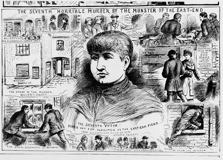 Bildnummer: 60004964 Datum: 17.11.1888 Copyright: imago/United Archives International
Jack the Ripper Cover of the Police News - 17th November 1888 The murder of 25 year old Mary Kelly at 13 Miller s  ...