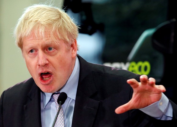 FILE PHOTO: Former British Foreign Secretary Boris Johnson gives a speech at the JCB Headquarters in Rocester, Staffordshire, Britain, January 18, 2019. REUTERS/Andrew Yates/File Photo