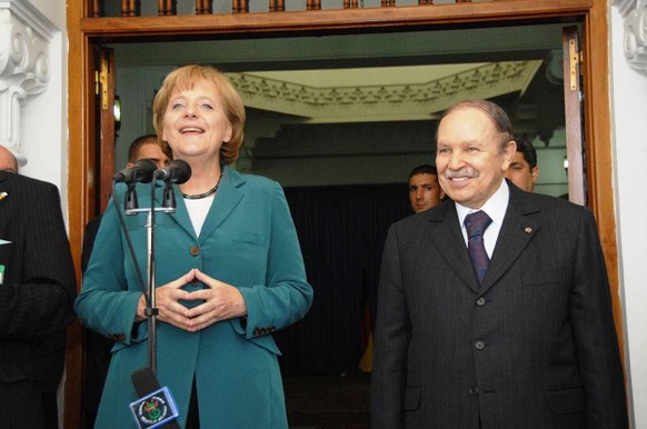 Algeria German Chancellor Angela Merkel and Algerian President Abdelaziz Bouteflika on 16 July 2008 in Algiers PUBLICATIONxNOTxINxALG

Algeria German Chancellor Angela Merkel and Algerian President Ab ...