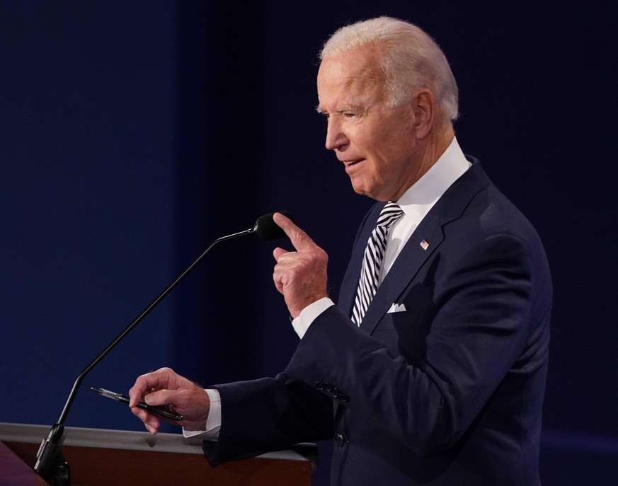 September 29, 2020, Cleveland, Ohio, USA: Democratic presidential nominee JOE BIDEN speaks during the first of three scheduled 90 minute presidential debates with President Donald Trump on Tuesday. Cl ...