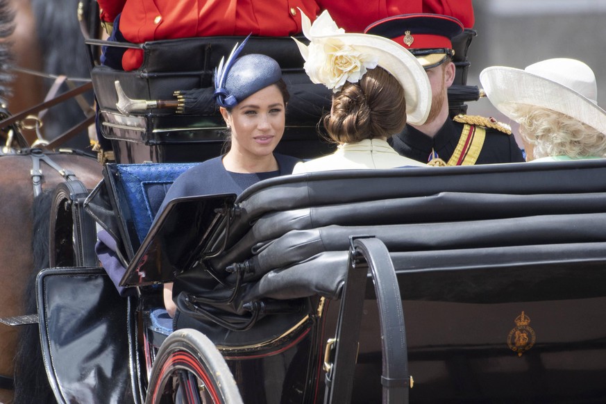 June 8, 2019 - London, London, United Kingdom - 08/06/2019. London, UK. Meghan Duchess of Sussex travels back to Buckingham Palace during the Trooping the Colour ceremony marking Queen Elizabeth II s  ...