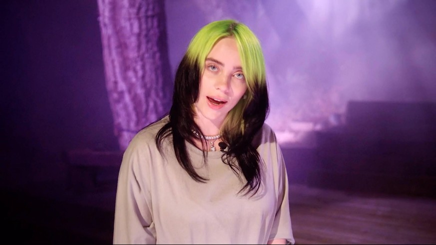 In this image from the Democratic National Convention video feed, American singer-songwriter Billie Eilish performs on the first night of the convention on Monday, August 17, 2020. PUBLICATIONxNOTxINx ...